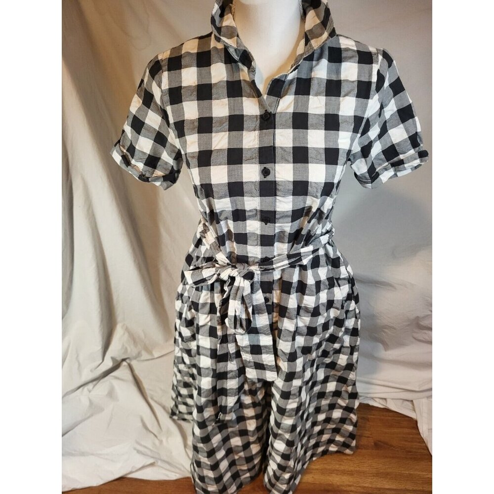 Lisa Marie‎ Fernandez Target Shirt Dress XS Black White Gingham Oversized B183